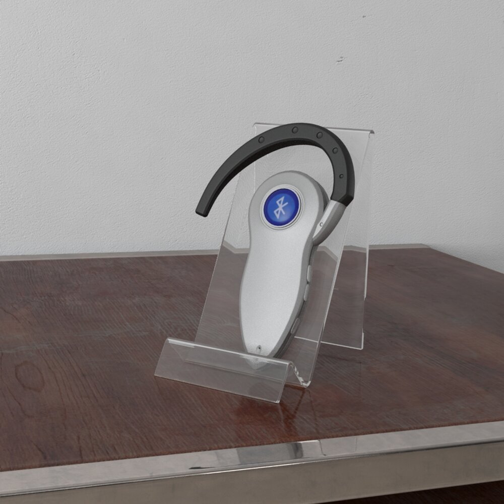 Modern Headset on Acrylic Stand 3d model