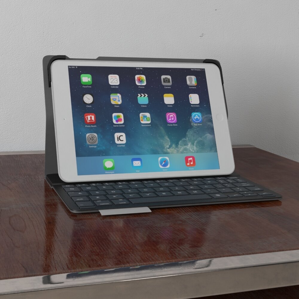 Tablet with Keyboard Accessory 3d model