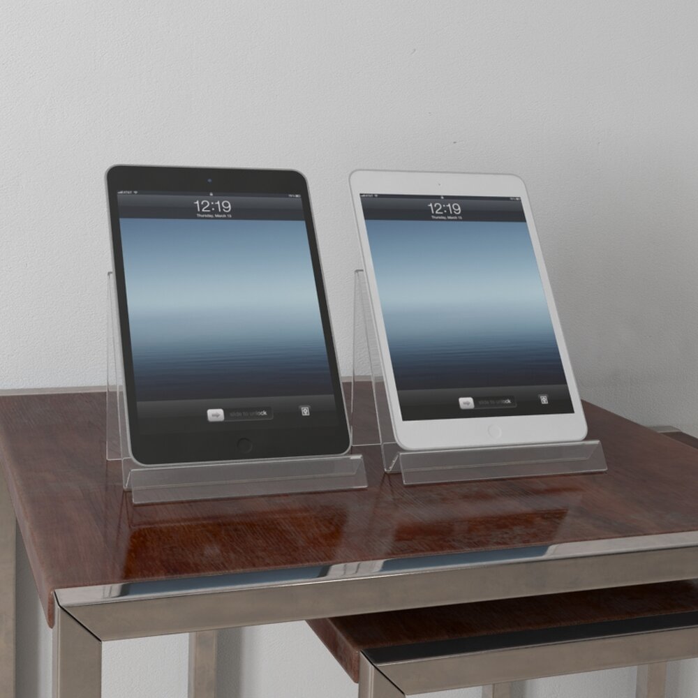 Pair of Modern Tablets on Display 3D模型