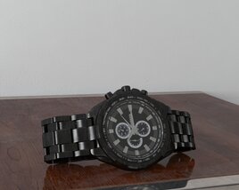 Black Chronograph Wristwatch 3D模型