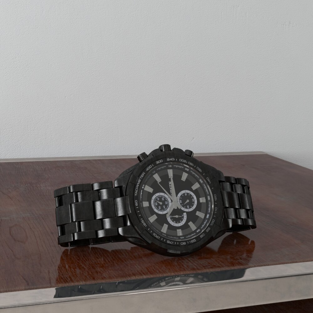 Black Chronograph Wristwatch 3D模型