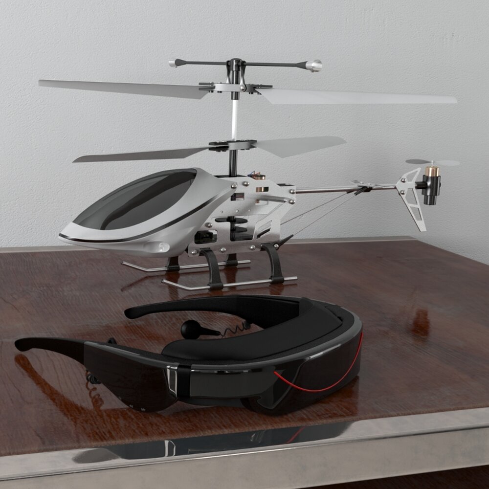 Radio-Controlled Helicopter and VR Headset 3D модель