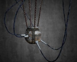 Antique Canteen with Straps 3D 모델 
