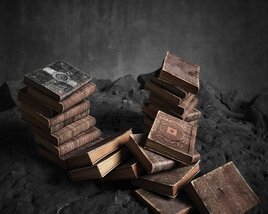 Vintage Book Pile 3D model