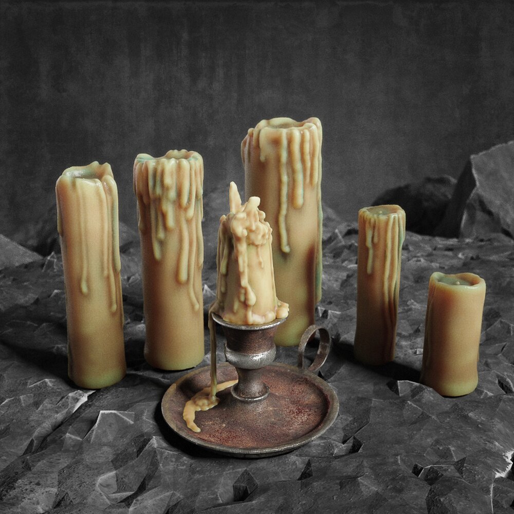 Melted Candles Still Life 3D-Modell