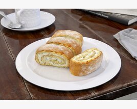 Sliced Savory Bread Roll 3D модель