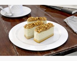 Walnut-Topped Cheesecake Slices 3D model