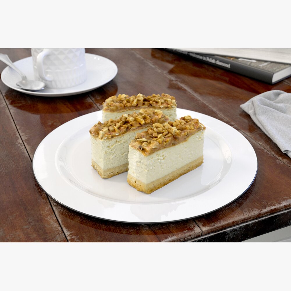 Walnut-Topped Cheesecake Slices 3D-Modell