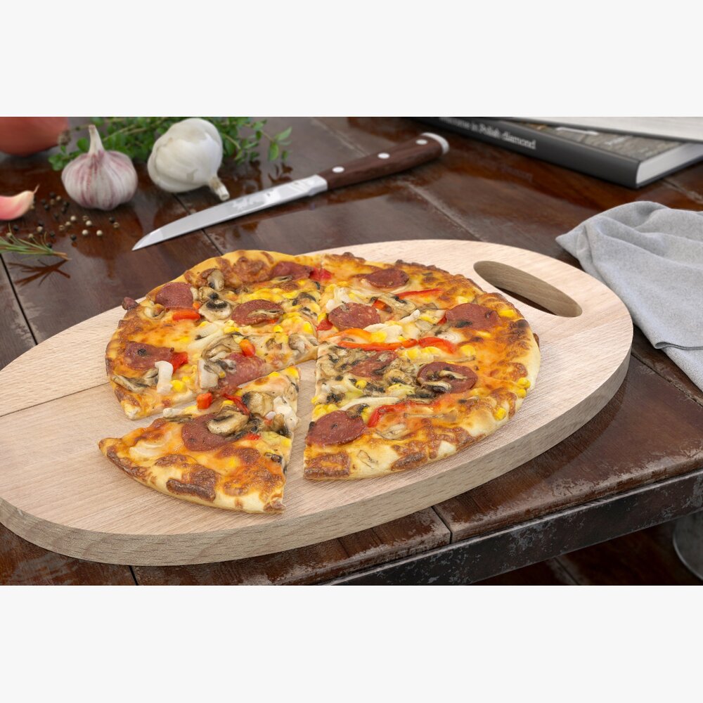 Sliced Pepperoni Pizza 3d model