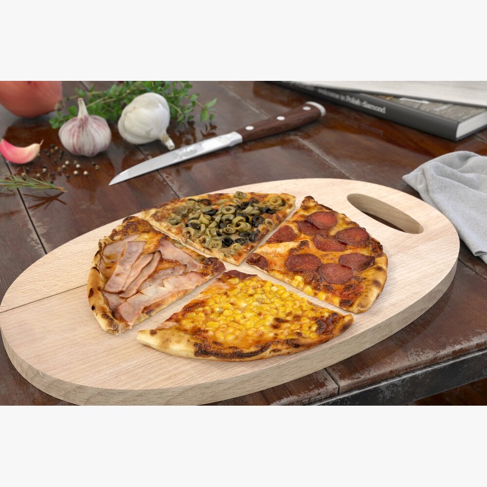 Four-Flavored Pizza Modello 3D