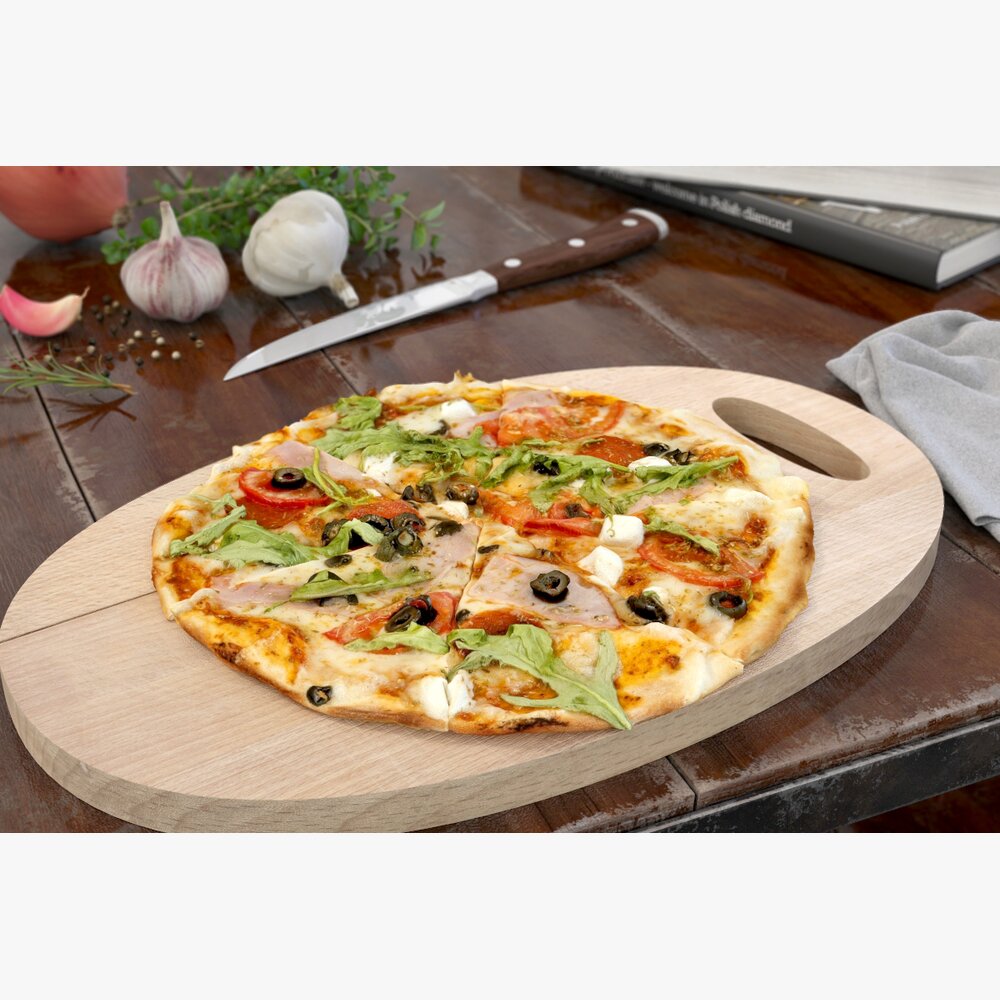 Crunchy Veggie Pizza Delight 3d model