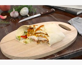 Savory Chicken Shawarma Wrap 3D 모델 