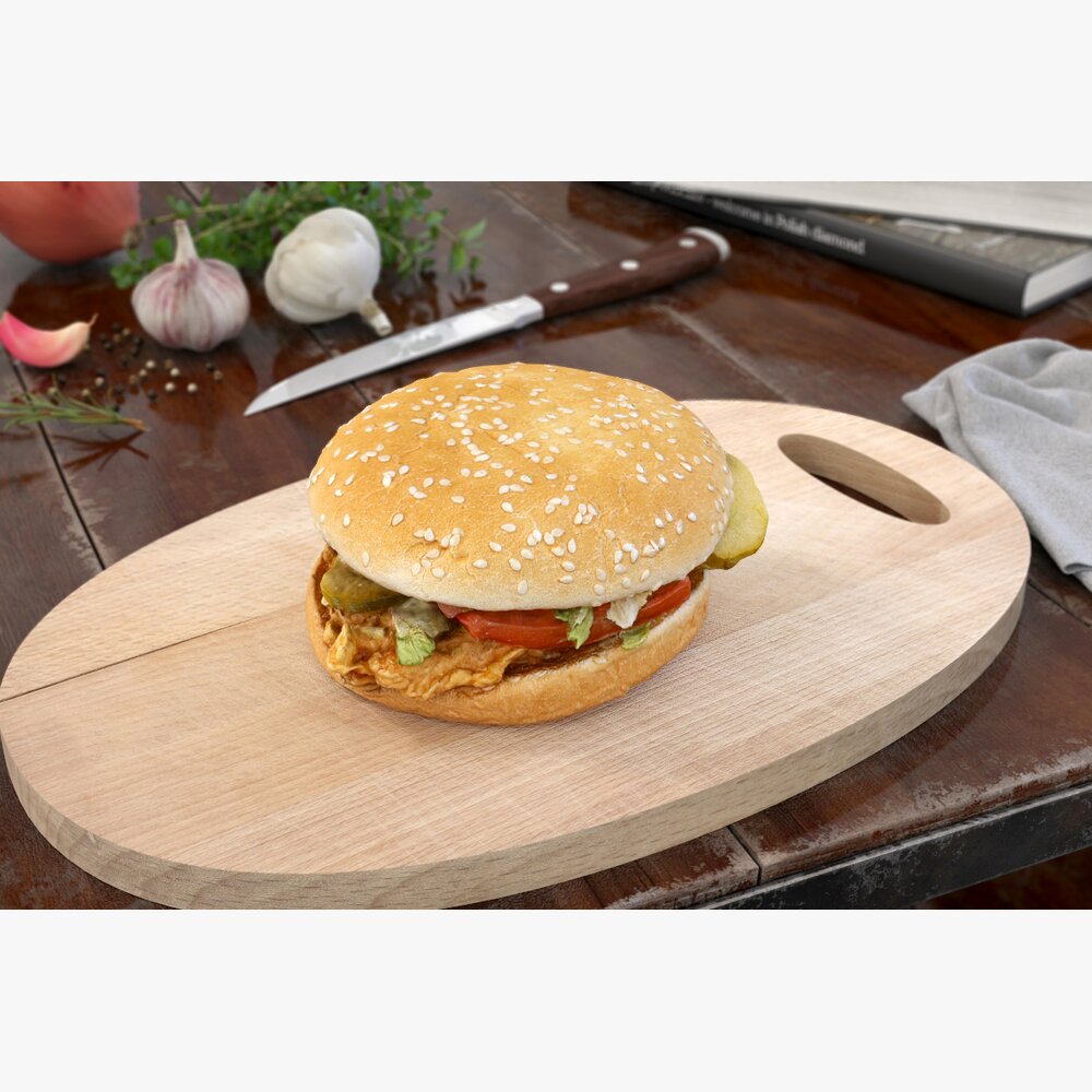 Crispy Chicken Burger 3D 모델 