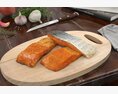 Fresh Salmon Fillets on Cutting Board 3d model