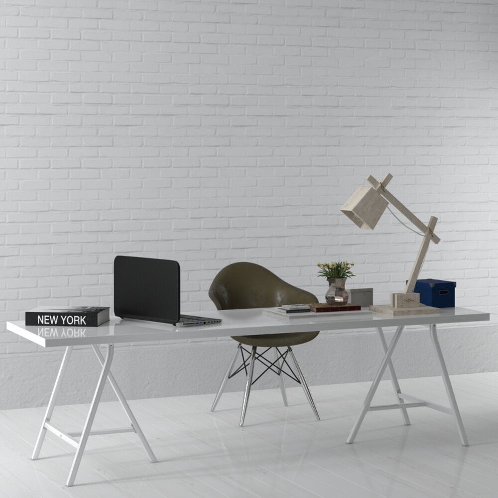 Modern Home Office Setup 09 3D 모델 
