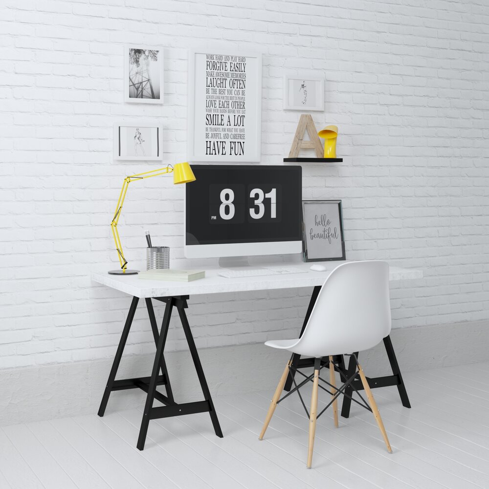 Modern Home Office Setup 10 3Dモデル