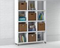 Modern White Bookshelf 02 Modello 3D