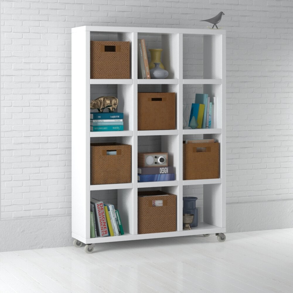 Modern White Bookshelf 02 3d model