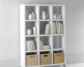 White Bookcase Organizer Modelo 3D