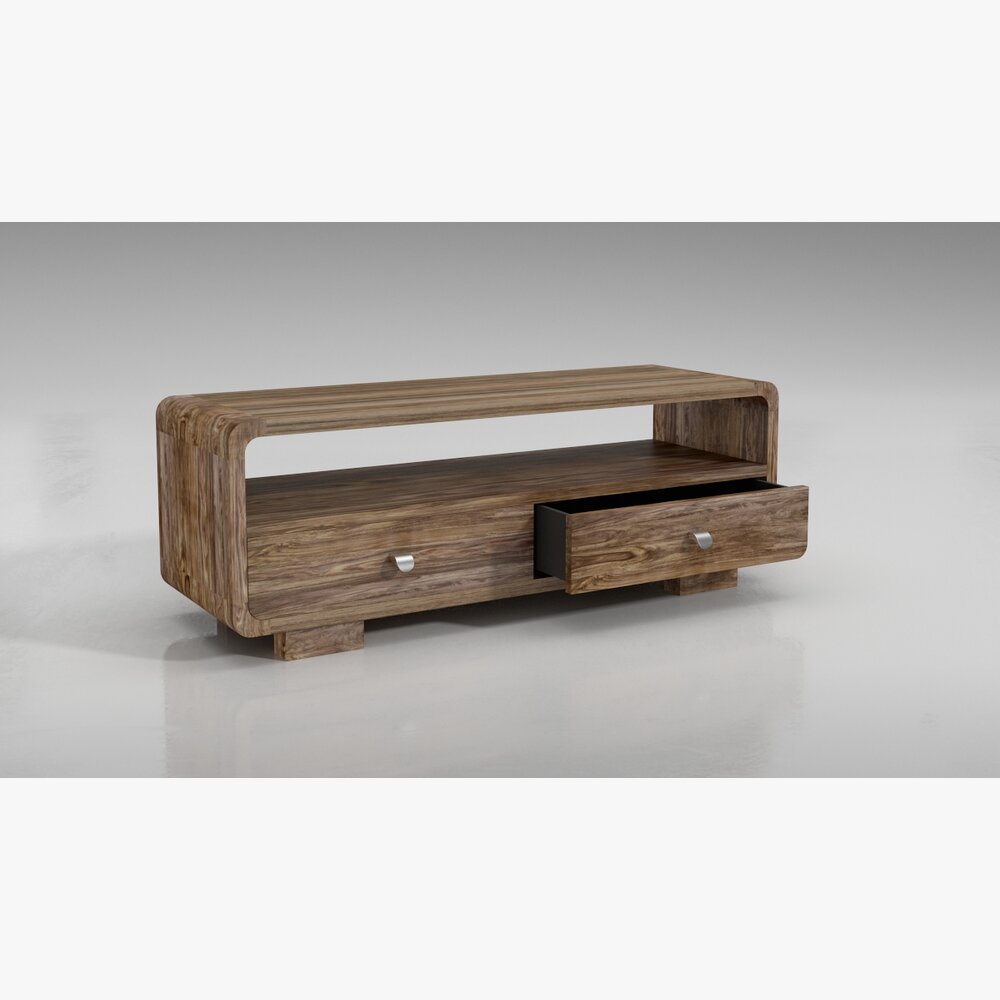 Modern Wooden TV Stand 02 3D 모델 