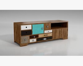 Eclectic Wooden TV Stand Modèle 3D