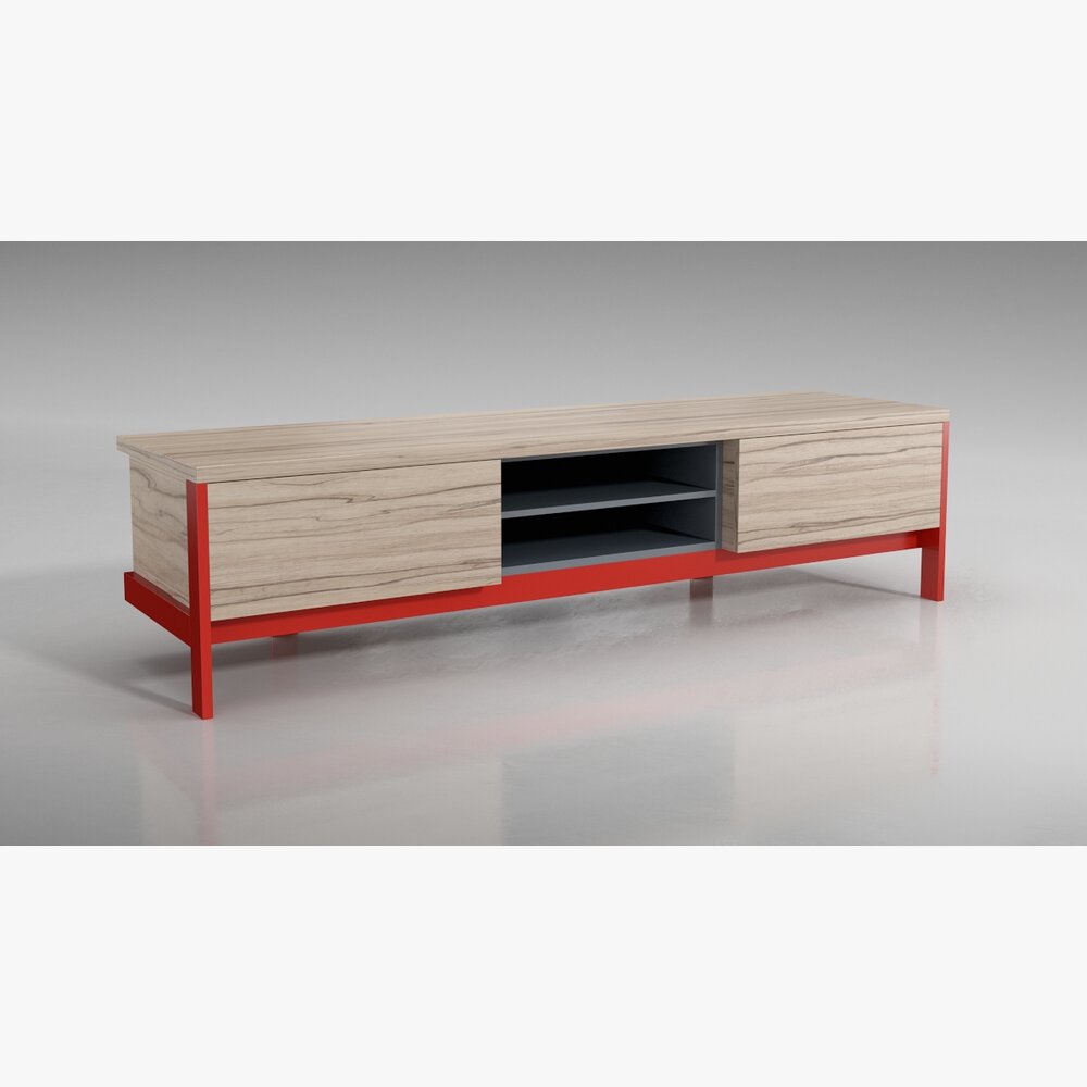Modern Wood and Metal TV Stand Modèle 3D