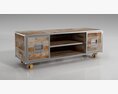Industrial Rolling TV Stand 3D 모델 
