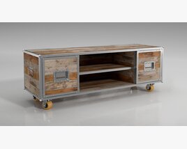 Industrial Rolling TV Stand Modello 3D