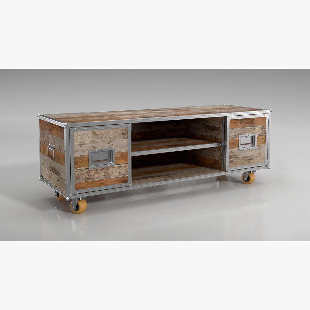 Industrial Rolling TV Stand 3D 모델 