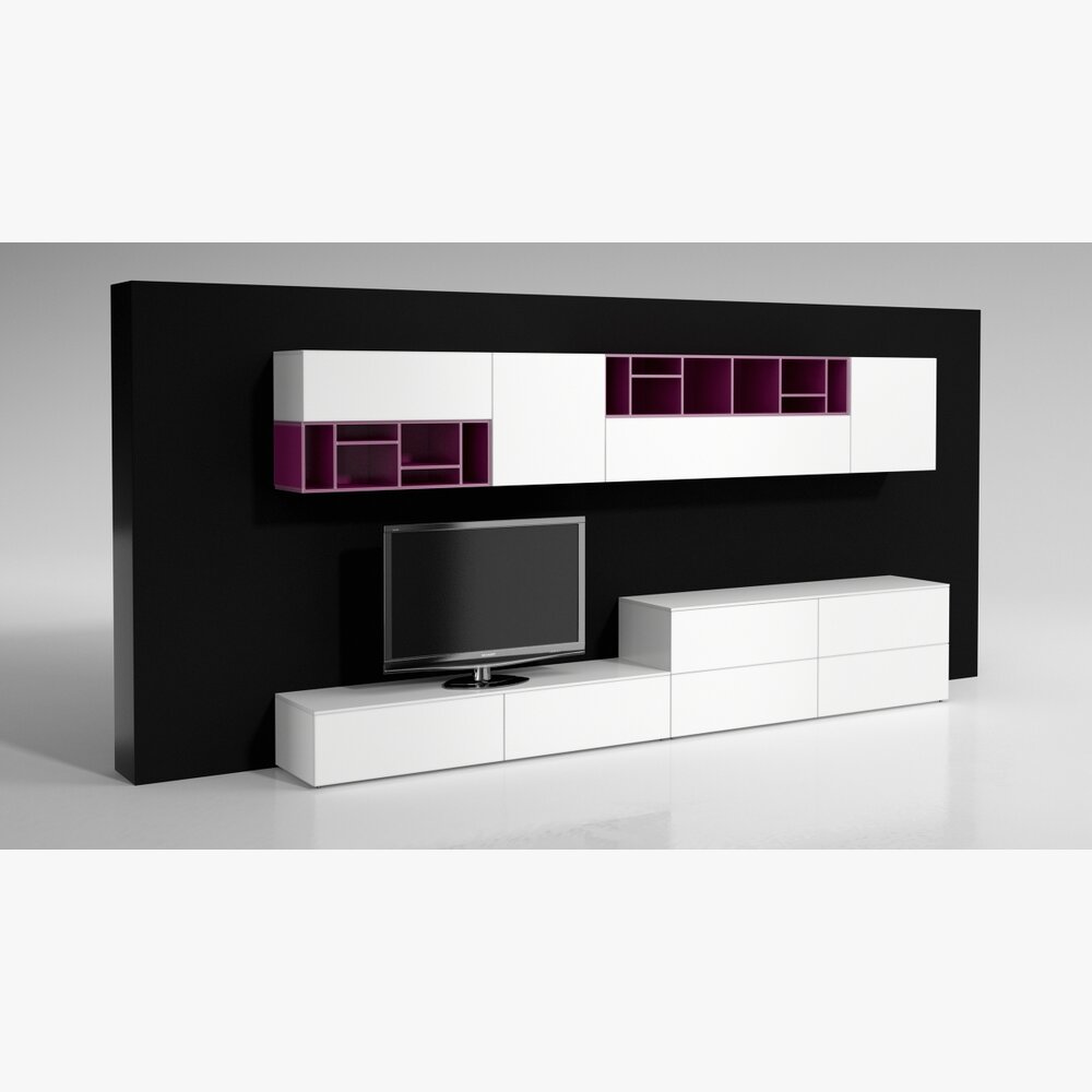 Modern Wall-Mounted Entertainment Unit 3Dモデル
