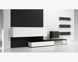Modern Minimalist TV Stand and Wall Shelving Unit 3D model