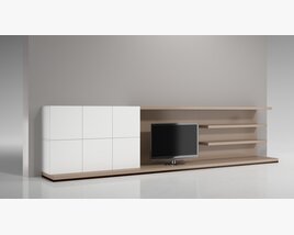 Modern TV Stand with Shelving Modello 3D