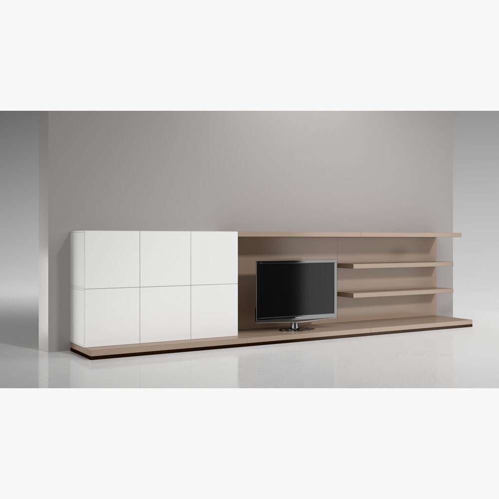 Modern TV Stand with Shelving 3D 모델 