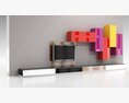 Modern Colorful Wall Unit with TV 3D 모델 