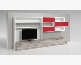 Modern Red and White Entertainment Center 3D-Modell