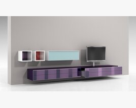Modern Wall-Mounted Entertainment Unit 02 3Dモデル