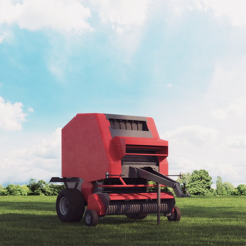 Red Hay Baler Modelo 3D