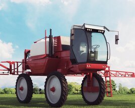 Red Crop Sprayer Tractor 3D 모델 