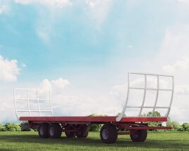 Flatbed Agricultural Trailer Modello 3D