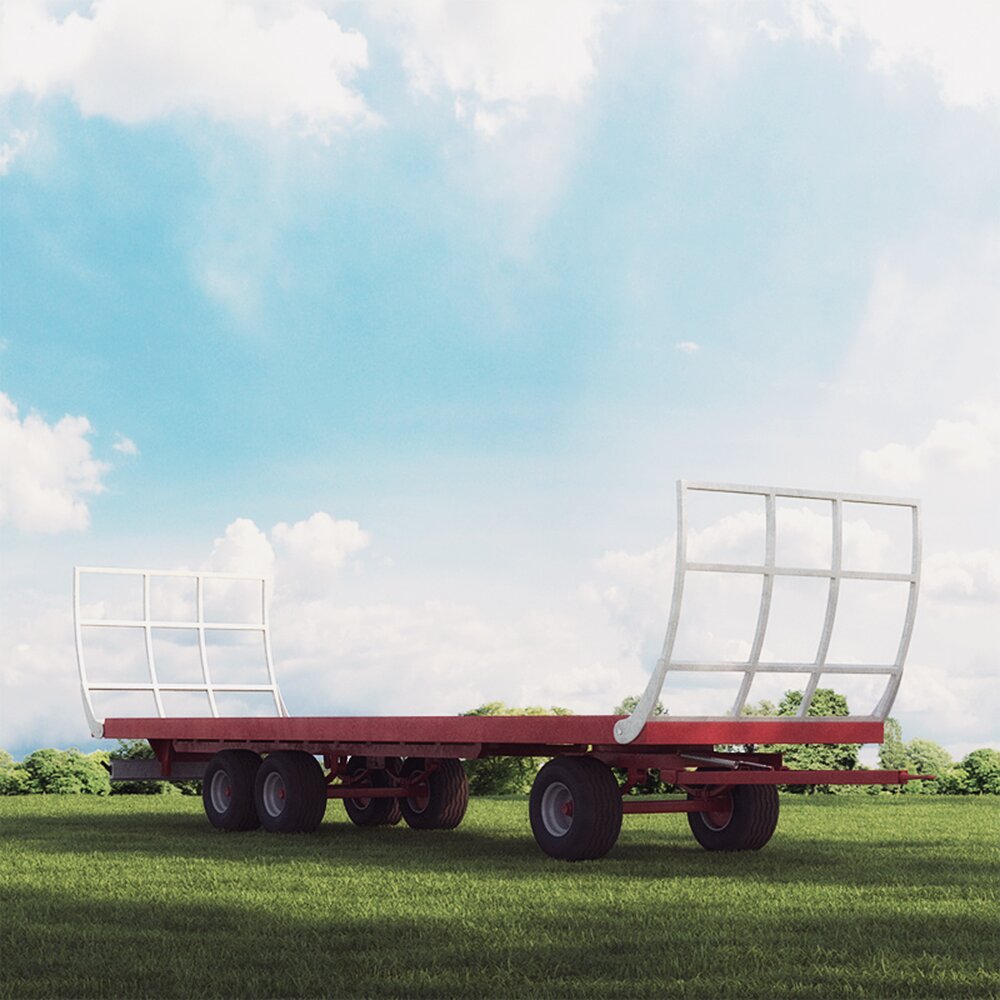 Flatbed Agricultural Trailer 3D 모델 