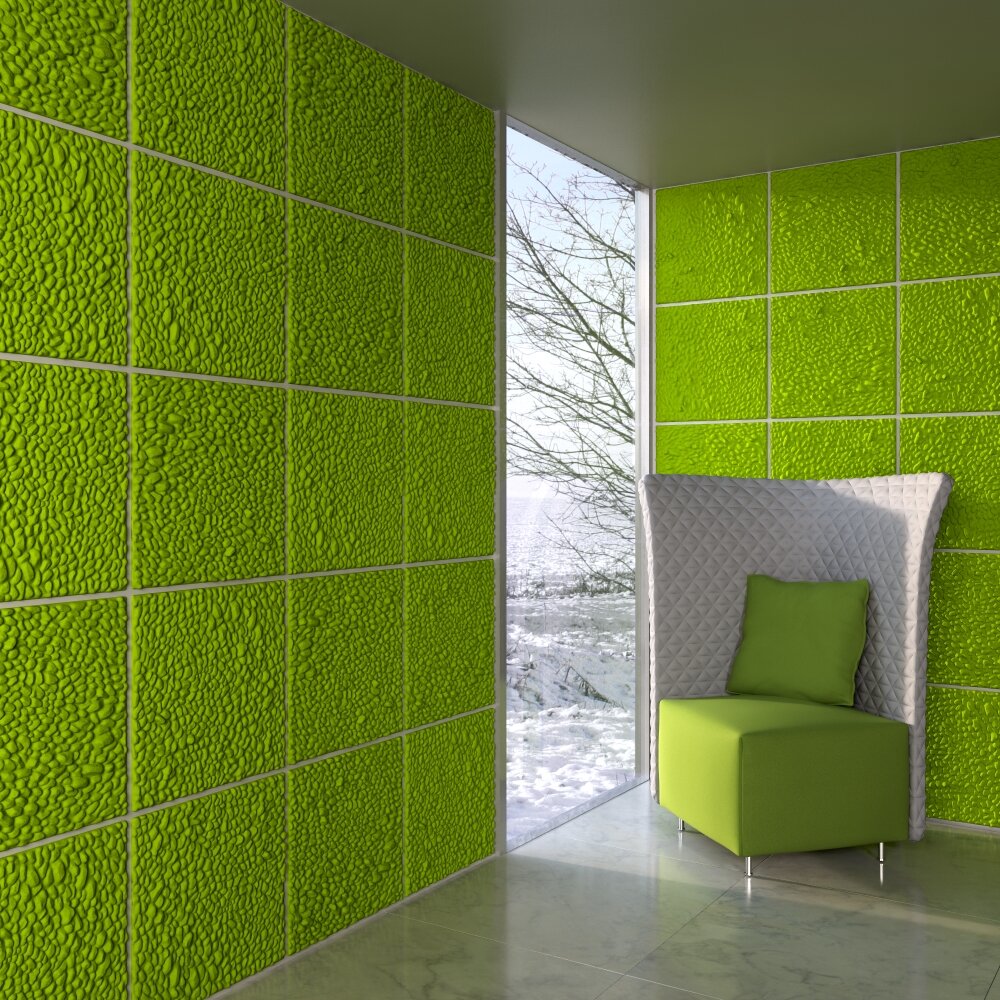Vibrant Green Corner Wall Panel 3D模型