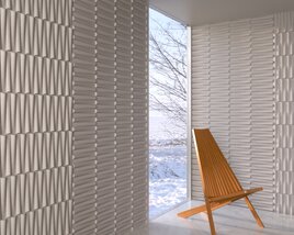 Minimalist Lounge Chair with Decorative walls 3D модель