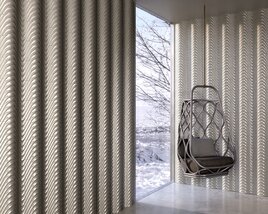 Modern Hanging Chair with Wavy Wall Panels 3D модель