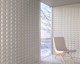 Modern Chair with Geometric Square Wall Panels Modello 3D
