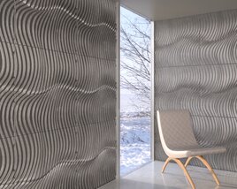 Modern Wave-Patterned Wall Panel Design 3D model