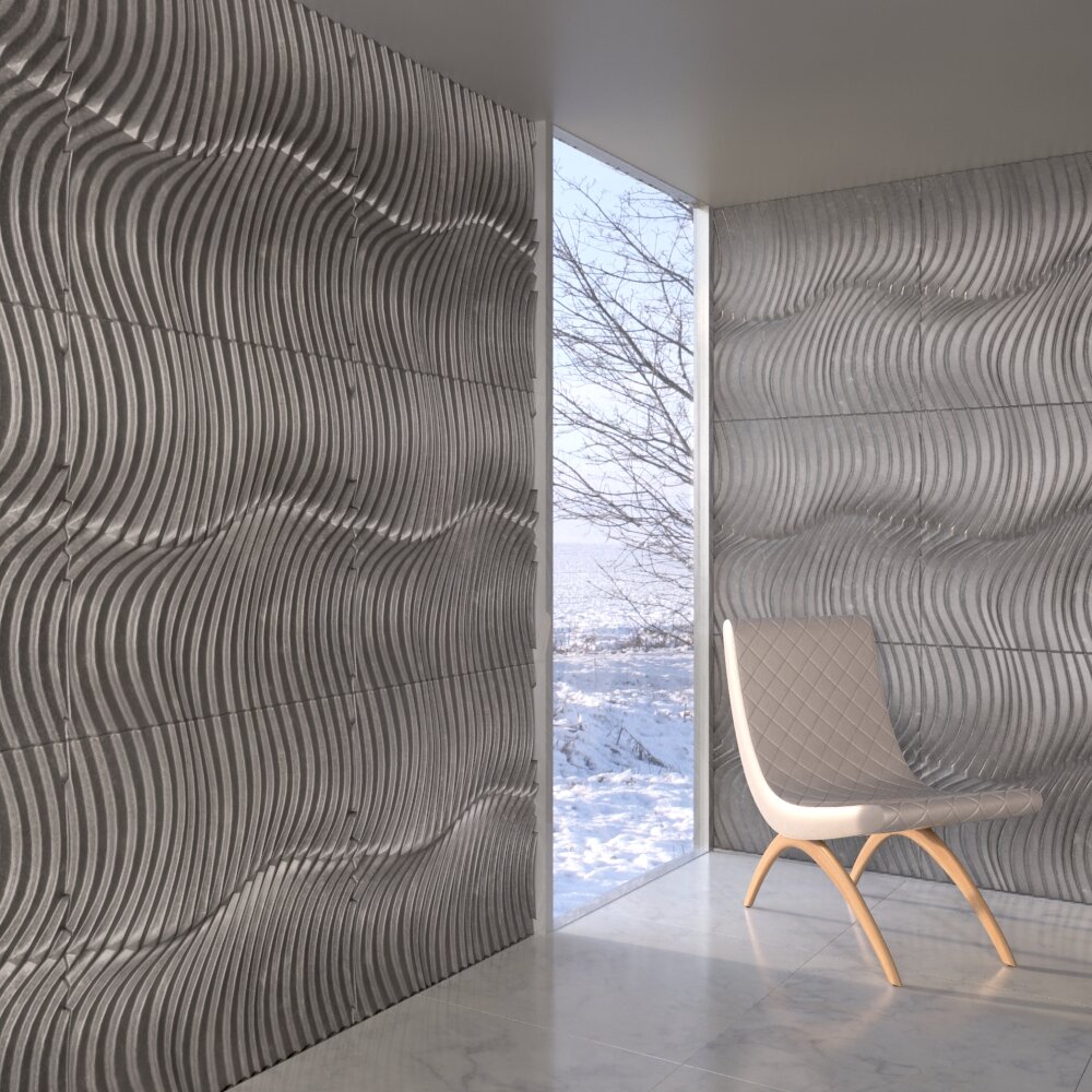 Modern Wave-Patterned Wall Panel Design 3D-Modell