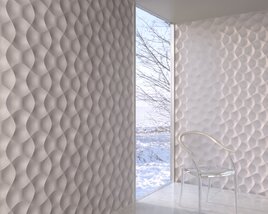Textured White Wall Paneling in Modern Interior 3D-Modell