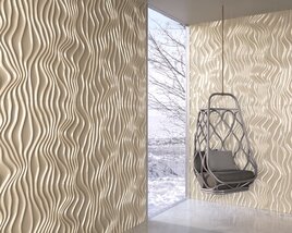 Modern Wavy Wall Panel with Hanging Chair Modelo 3D
