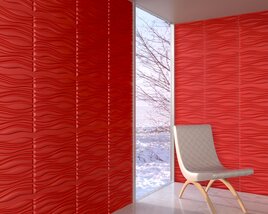 Red Textured Wall Panels Modello 3D