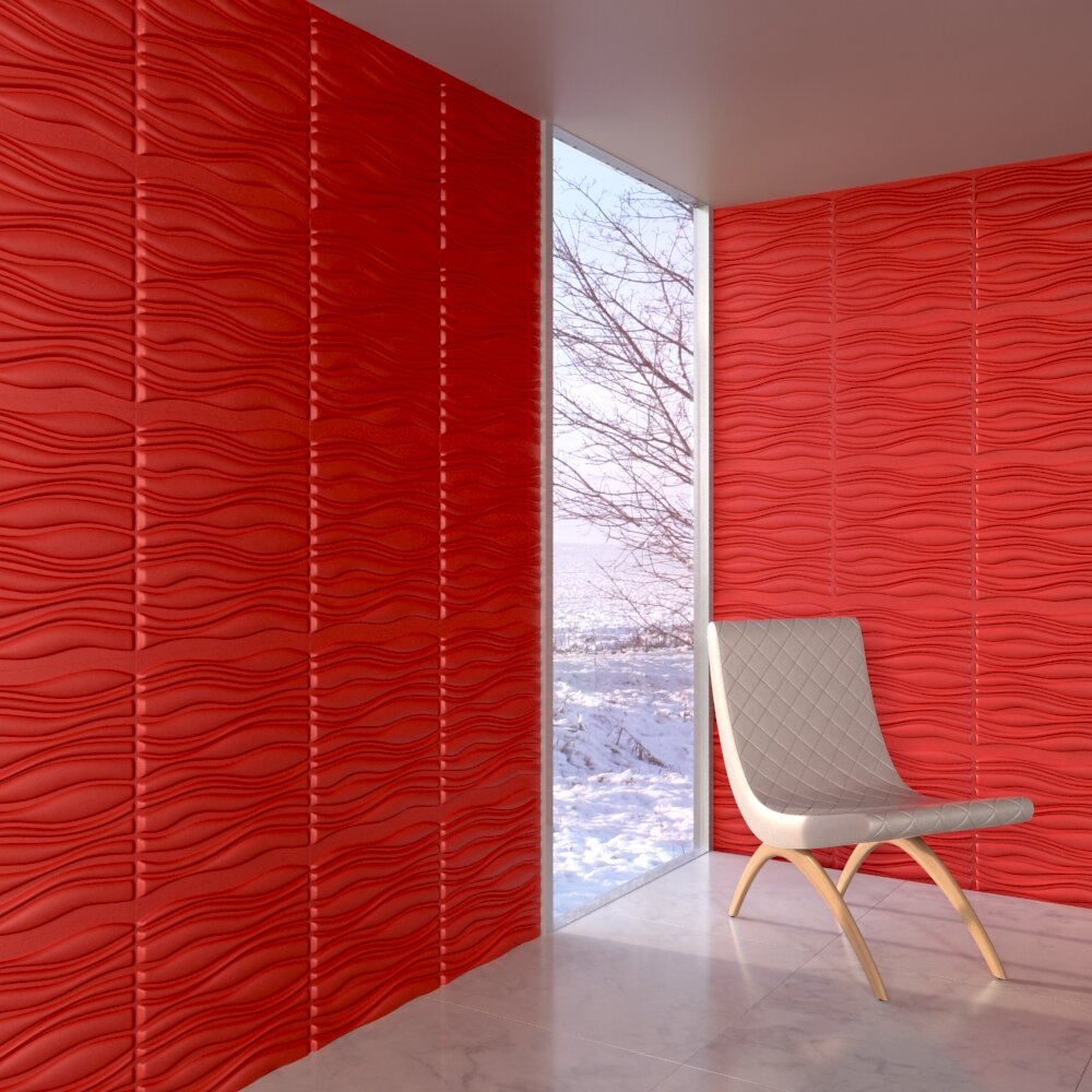 Red Textured Wall Panels Modello 3D